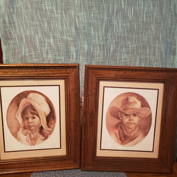 Vel Miller Signed Prints Little Cowboy & Little Western Girl - Picture 2 of 11